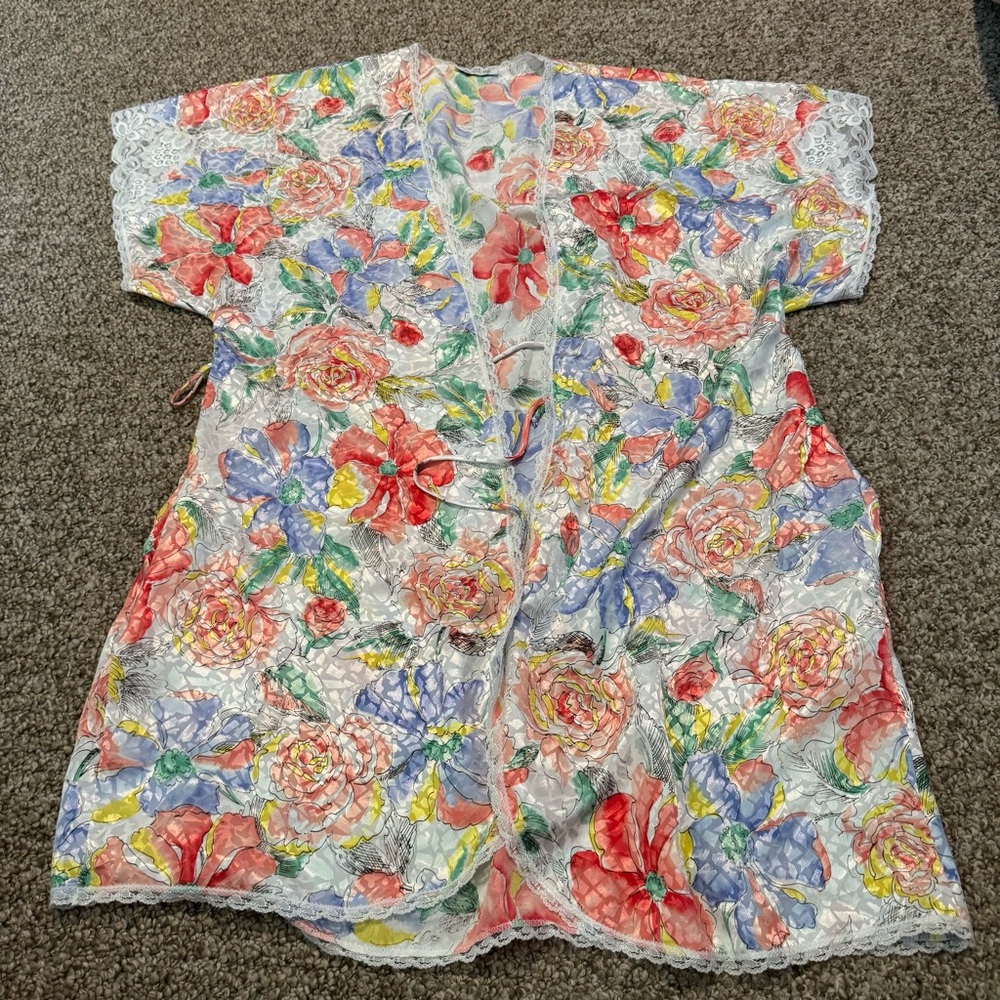 Floral Silk Lace Kimono Dress